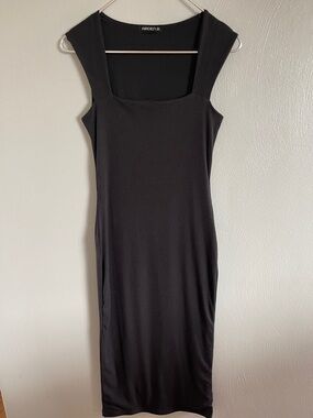 Arden B Black Square-Neck Midi Bodycon Dress Size Small